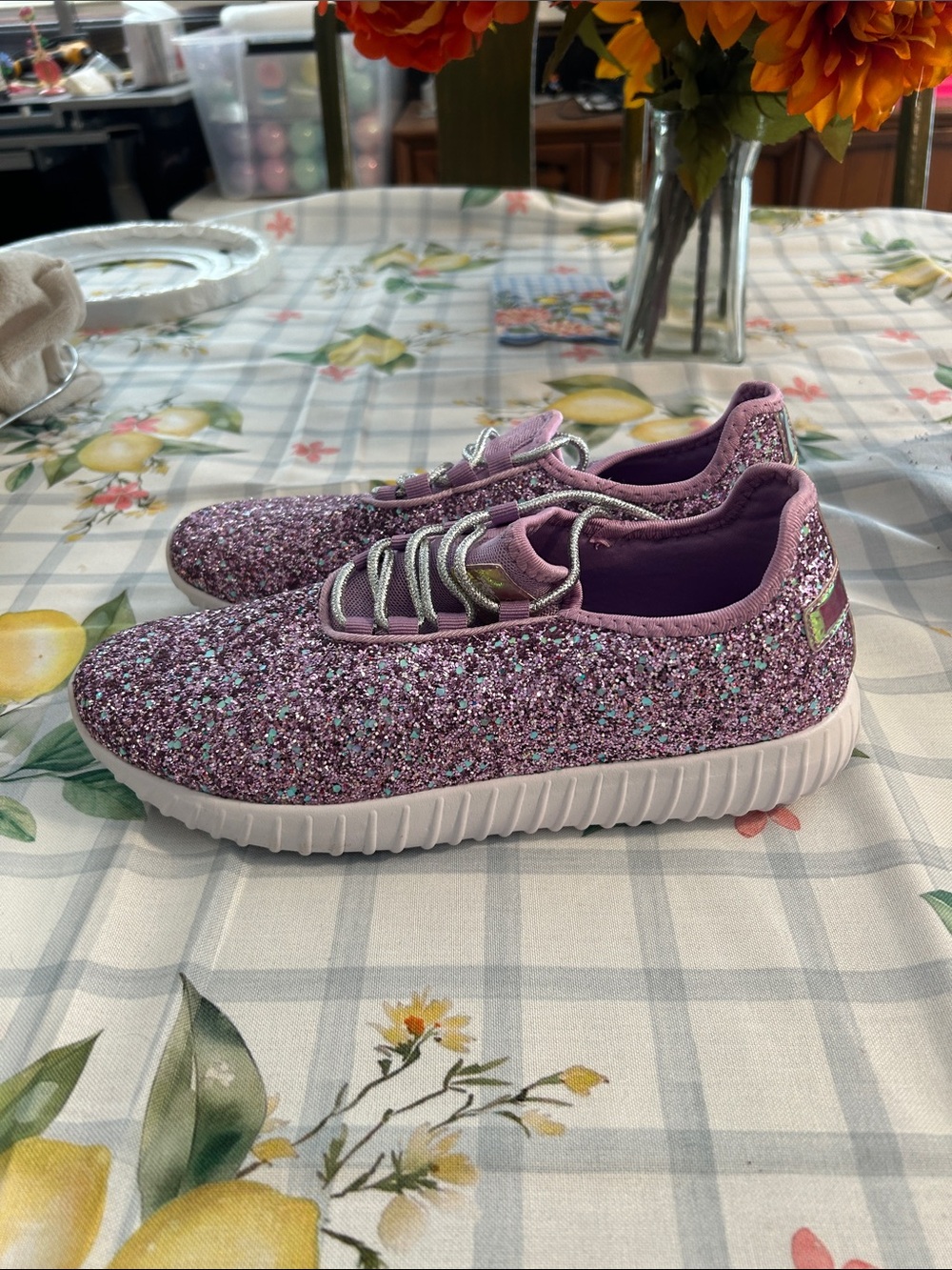 Lilac Glitter Slip-On Women's Sneakers - Picture 5 of 5